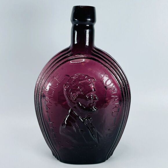 Wheaton Amethyst Glass Purple Bottle Lincoln Malice Toward None Decanter Flask - Picture 1 of 9